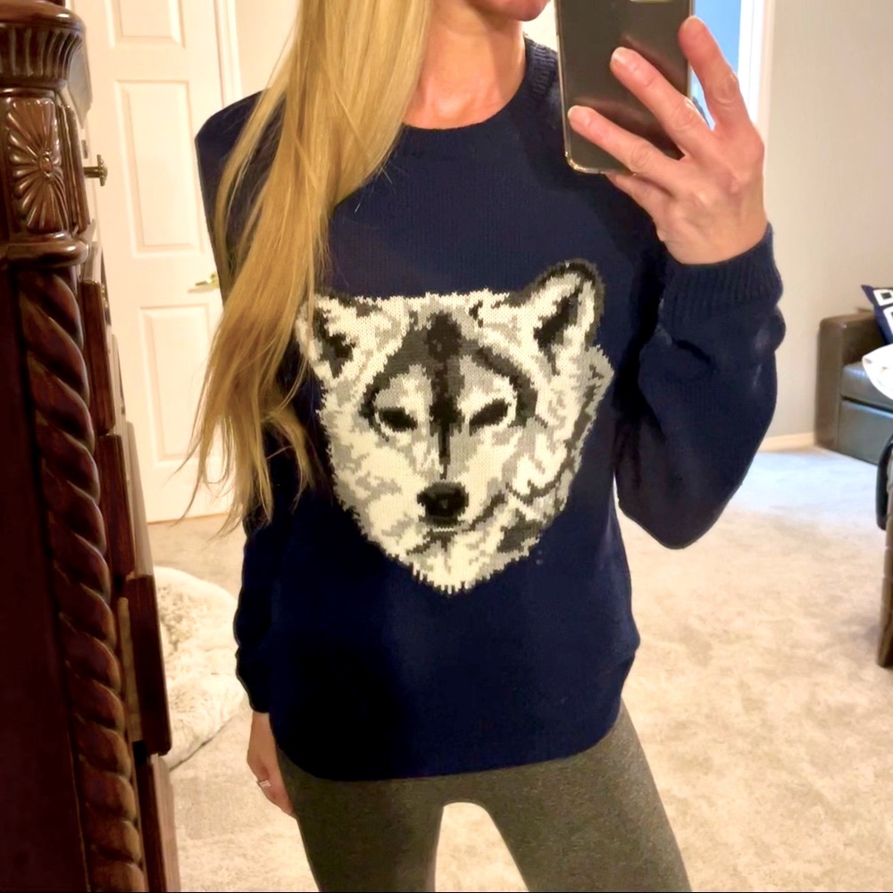 TOPSHOP Navy Wolf Sweater XS